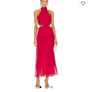 Shona Joy Vibrant Red Cut Out Midi Dress